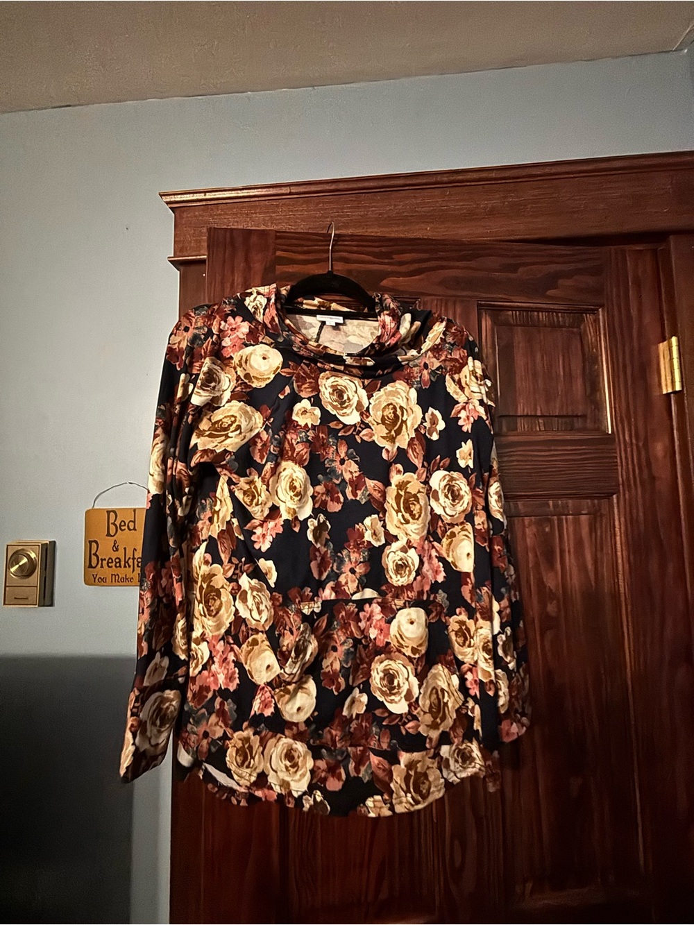 LuLaRoe Navy Floral Cowl Neck Long Sleeve Top